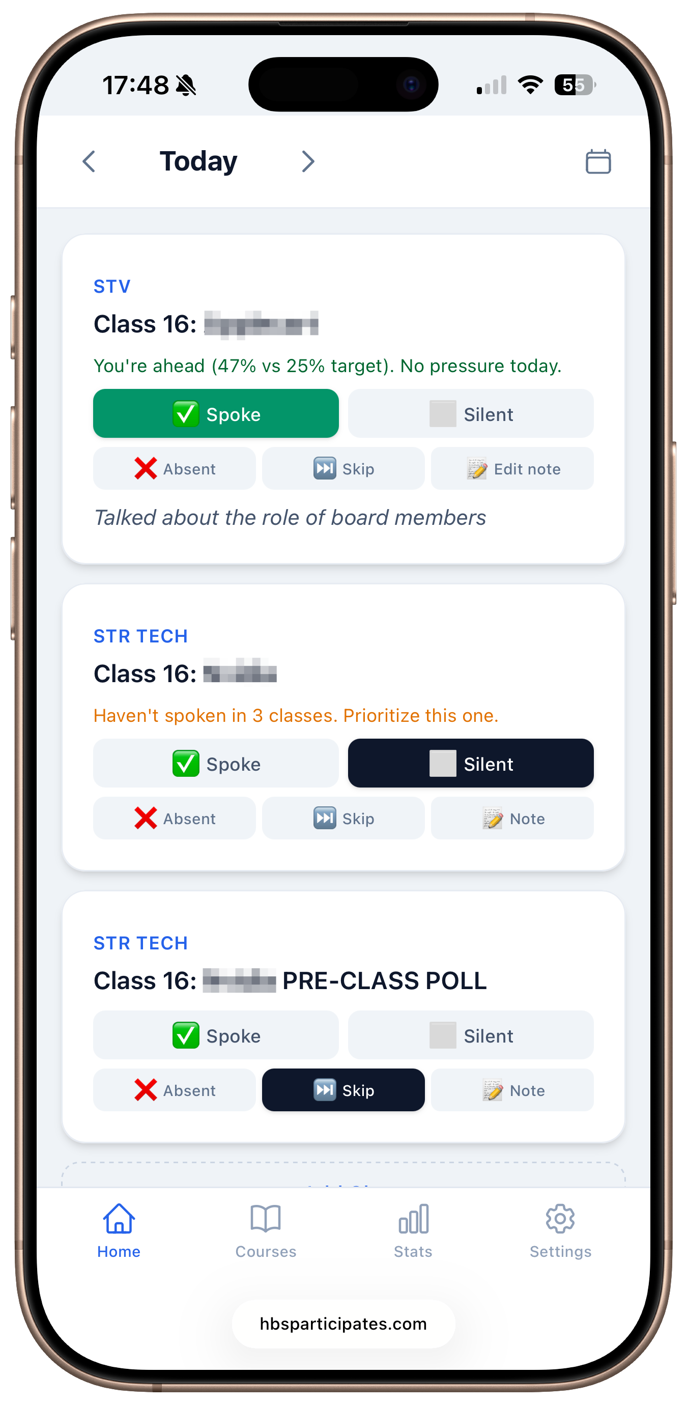 HBS Participation Tracker